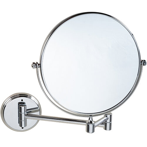 Cosmetic mirror, ø 200 mm, double-sided, Brass, Chrome, Silver