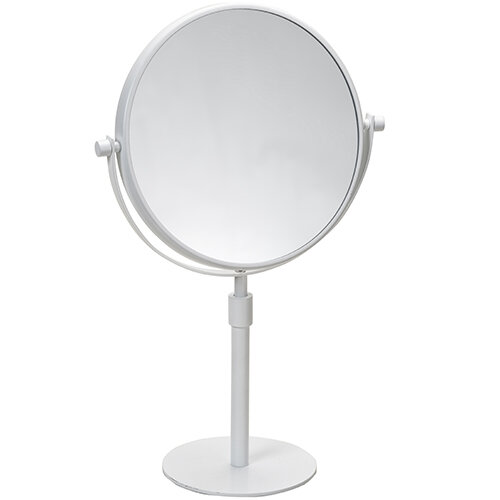 Kosmetikspiegel, ø 200 mm, teleskopisch, freistehend, Messing, Lackiert, Bianco
