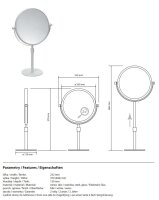 Kosmetikspiegel, ø 200 mm, teleskopisch, freistehend, Messing, Lackiert, Bianco