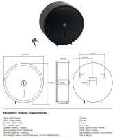 Papierrollenhalter JUMBO Ø 310mm, schwarz, Edelstahl, Lackiert