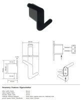 Robe hook, asymmetrical, Zinc Alloy, Painted, Gaia Schwarz, Black