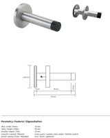 Door stop on the wall, stainless steel, matt, Brushed, Silver