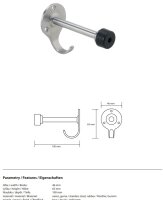 Door stop on the wall, stainless steel, matt, Brushed, Silver 8125