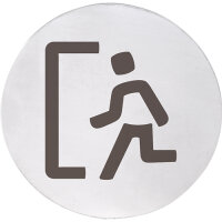 Emergency Exit Pictogram Matt Stainless Steel Round...