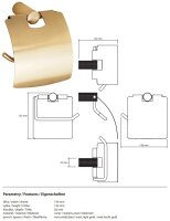 Toilettenpapierhalter, mit Deckel, matt, Hellgold, Edelstahl, PVD Matt, Aureum
