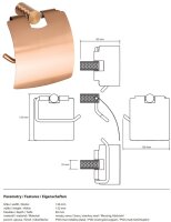 Toilet paper holder, with cover, matt, gold copper, Stainless Steel, PVD Matt