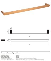 Towel holder, matt, gold copper, Stainless Steel, PVD Matt