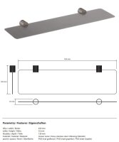 Metal shelf, Stainless Steel, PVD Matt, Palladium