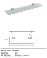 Glass shelf, 600 mm, Brass, Matt
