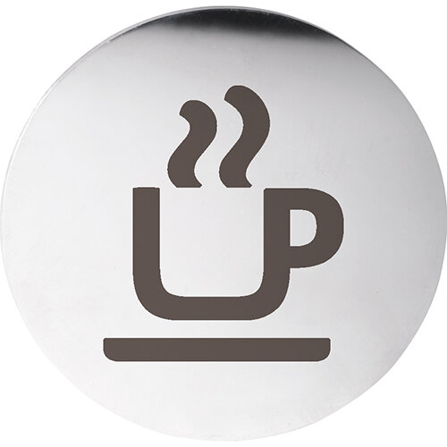 Café Door Sign Polished Stainless Steel Round Ø 75 mm - 3M Self-Adhesive