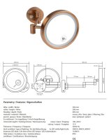 Kosmetikspiegel, ø 200 mm, mit LED-Beleuchtung, matt, Kupfergold, Messing