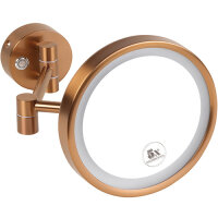 Kosmetikspiegel, ø 200 mm, mit LED-Beleuchtung, matt, Kupfergold, Messing