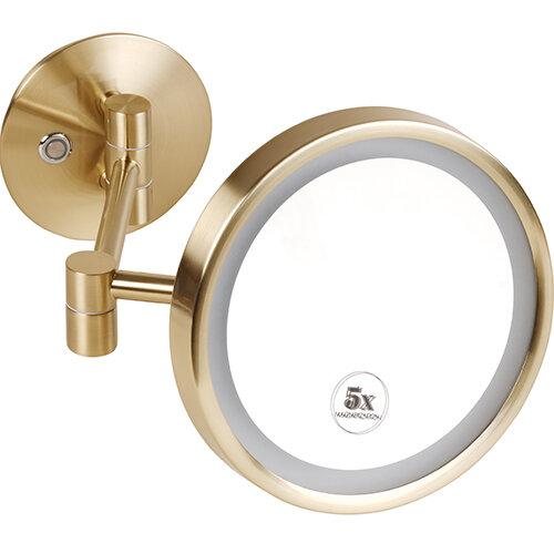 Kosmetikspiegel, ø 200 mm, mit LED-Beleuchtung, matt, Hellgold, Messing