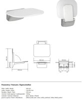 Shower seat, folding, polished, plastic white
