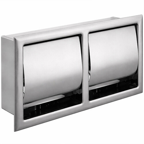 Toilettenpapierhalter, doppelt, zum Einbau, mit Abdeckung, Edelstahl, matt