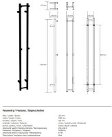 Elektrischer Handtuchtrockner PILLAR 2, 1180 mm, Stange, 61W, Edelstahl, schwarz