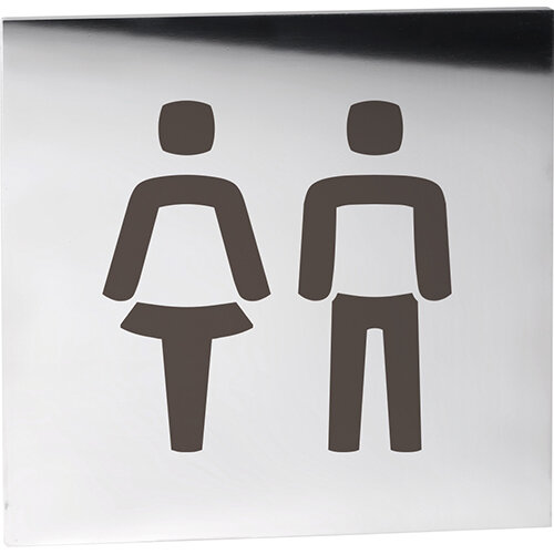 Piktogramm WC Damen/Herren Edelstahl poliert Quadratisch 75x75 mm - 3M selbstklebend