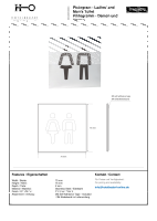 Piktogramm WC Damen/Herren Edelstahl poliert Quadratisch 75x75 mm - 3M selbstklebend