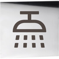 Shower Symbol Pictogram Polished Stainless Steel Square...