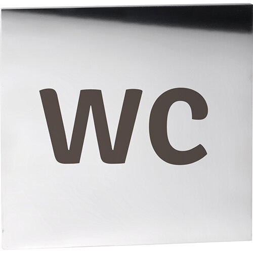 Toilet Symbol Pictogram Polished Stainless Steel Square 75x75 mm - 3M Self-Adhesive