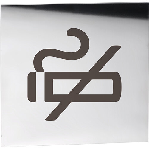 No Smoking Door Sign Polished Stainless Steel Square 75x75 mm - 3M Self-Adhesive