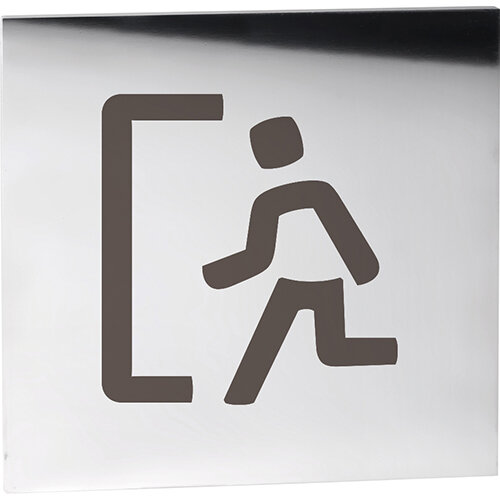 Piktogramm Notausgang Edelstahl poliert Quadratisch 75x75 mm - 3M selbstklebend