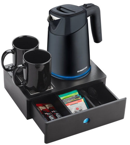Emberton Cambourne Plus Welcome Tray with Drawer & Evesham 1.0 L Kettle – Black