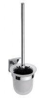 Wall Mounted Toilet Brush Holder with Glass Dish black Edge