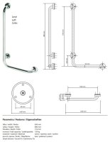 Winkelgriff Duschgriff Edelstahl, links