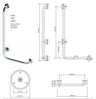 Vertical L shaped Shower Grab Bar left brushed