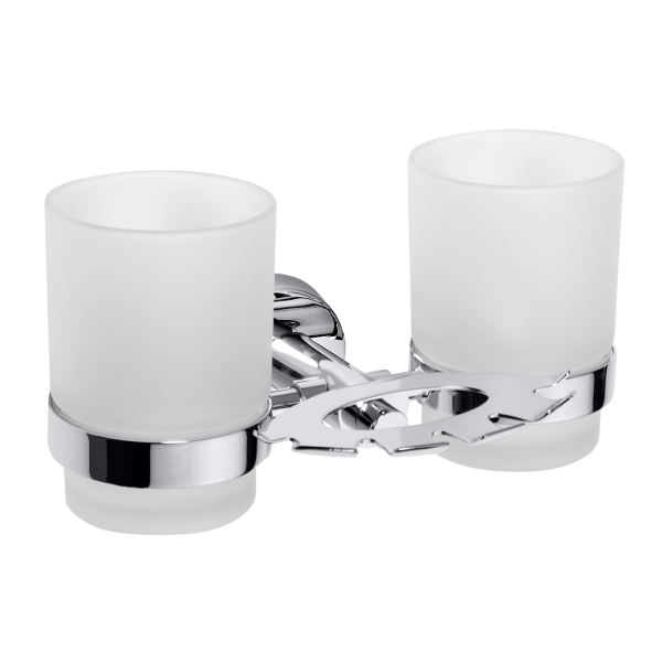 Double Toothbrush Holder with Frosted Glass Modern 2