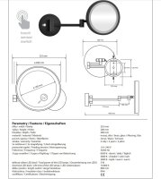 Beleuchteter LED Kosmetikspiegel mit 5 Vergrößerung Nero