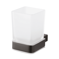 Toothbrush Holder with Frosted Glass Cup Noir