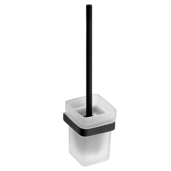 Wall Mounted Toilet Brush Holder with Glass Dish Noir