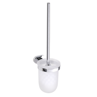 Wall Mounted Toilet Brush Holder with Glass Dish Oval
