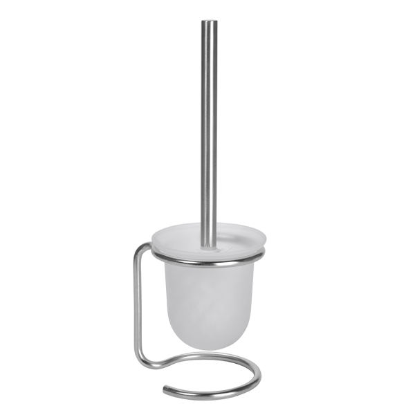 Free Standing Toilet Brush Holder white brush Satin