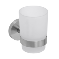 Toothbrush Holder with Frosted Glass Cup Satin