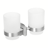 Double Toothbrush Holder with Frosted Glass Satin