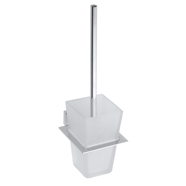 Wall Mounted Toilet Brush Holder with Glass Dish Square