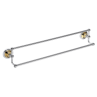 Double Towel Holder Vintage Chrome and Gold 2