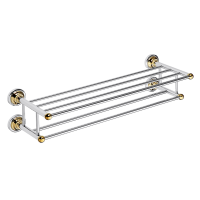 Double Towel Rack with Rail Vintage Chrome and Gold
