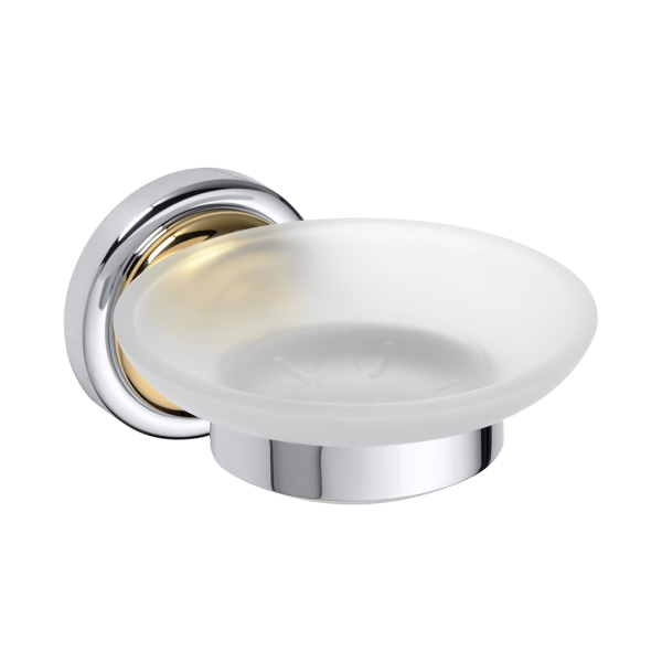 Soap Holder with Dish Vintage Chrome and Gold