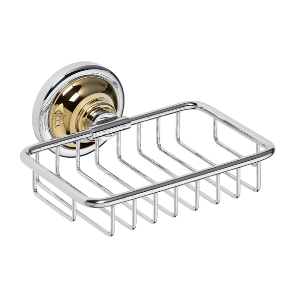 Soap Basket Vintage Chrome and Gold