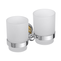 Double Toothbrush Holder with Frosted Glass Edge