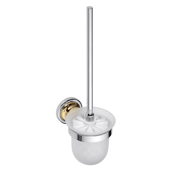 Wall Mounted Toilet Brush Holder Vintage Chrome and Gold