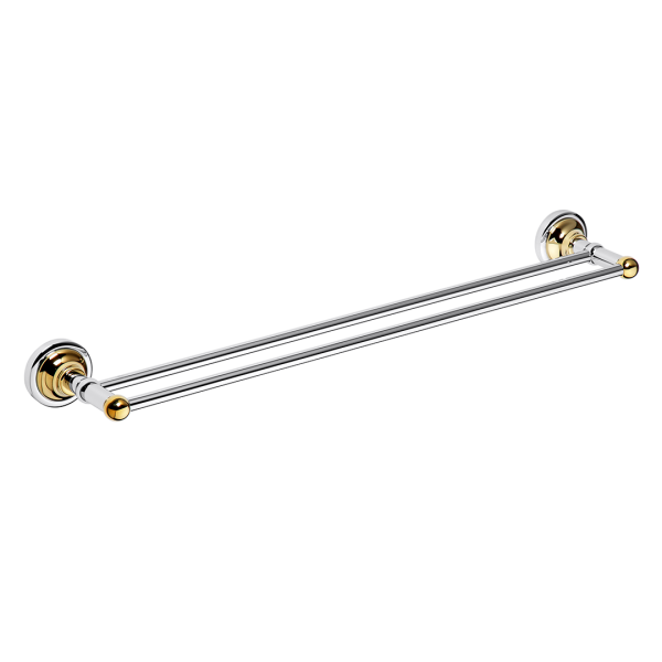 Double Towel Holder Vintage Chrome and Gold