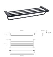 Towel Holder with Rail 600 mm Gaia black