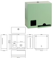 Tampon und Bindenspender, Edelstahl, Grün