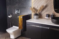 WC Bürstengarnitur freistehend, quadratisch, schwarz, Primo