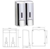 Double Wall-Mounted Soap & Shampoo Dispenser, Silver, 2 x 300 ml, Lockable